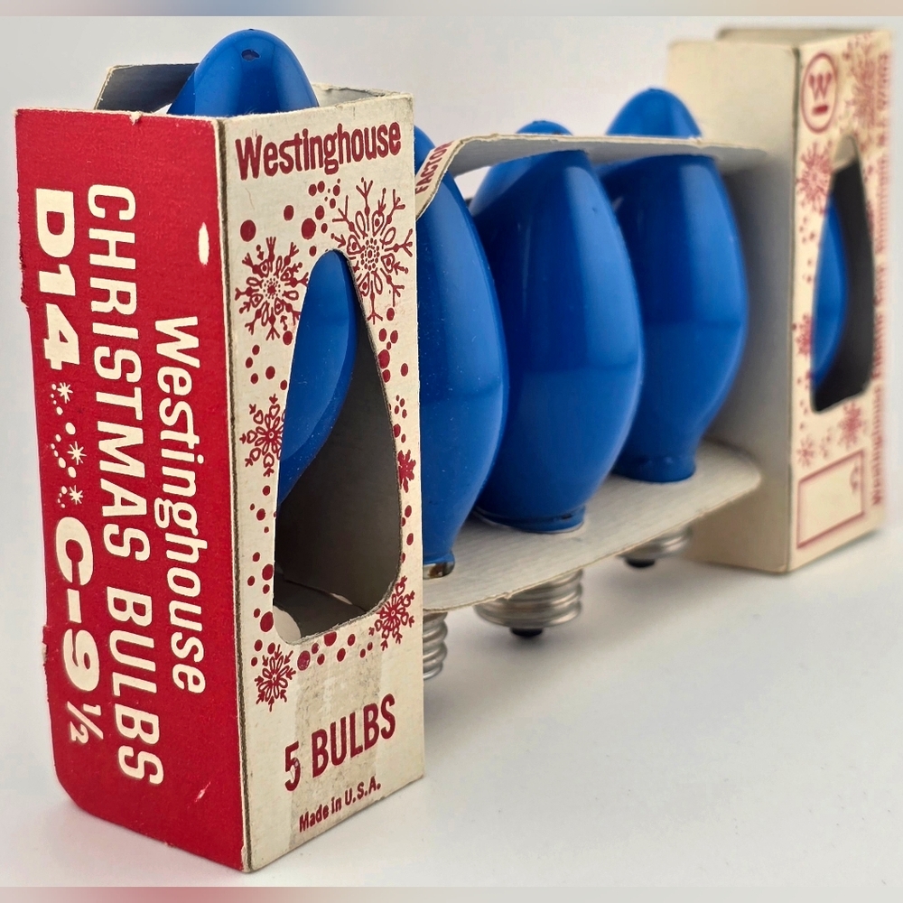 Vintage NOS 1960s Blue Westinghouse D14 C-9½ Christmas Bulbs Original Box - Picture 3 of 6